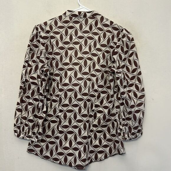 Trina Turk Brown White  Leaf Patterned  Women's Blouse Size S EUC - Picture 7 of 8